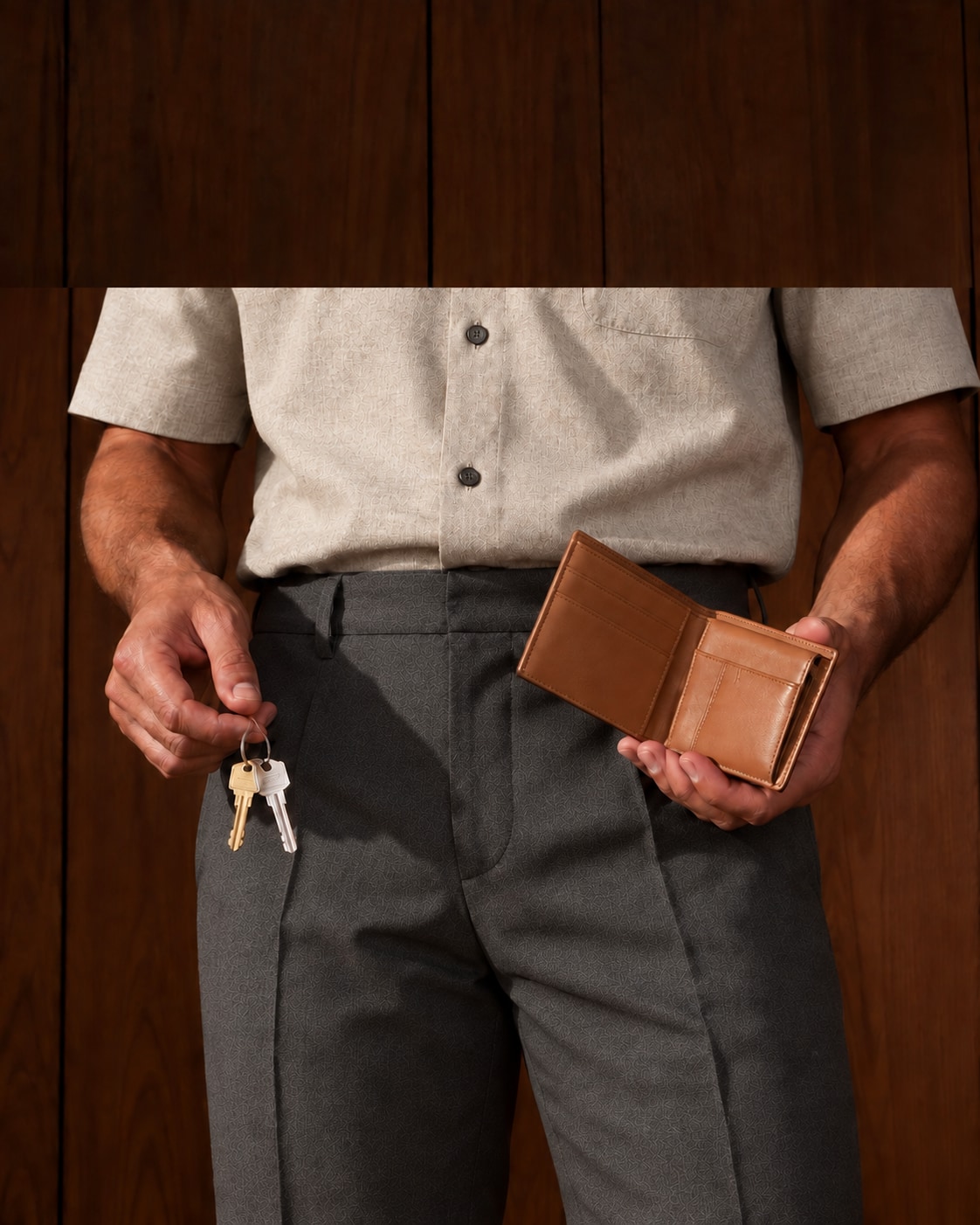 Keys and a tan wallet from the WorkMade hosting campaign