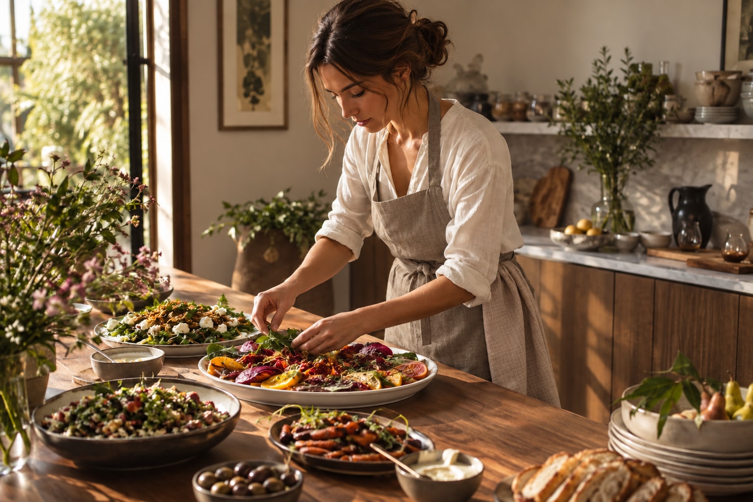 Caterers at work, with the tools and setting of their business