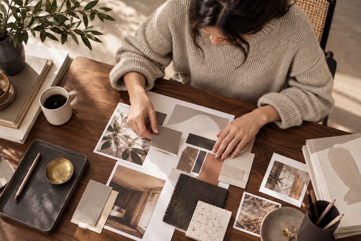 Graphic designers at work, with the tools and setting of their business