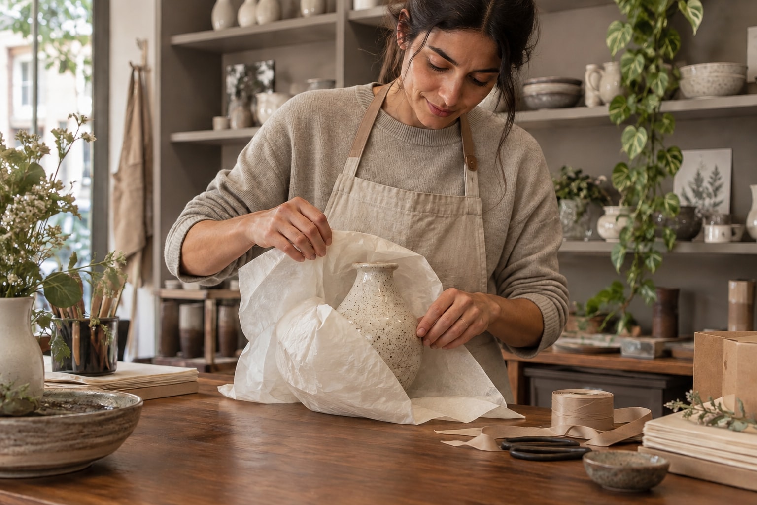 Home & gift shops at work, with the tools and setting of their business