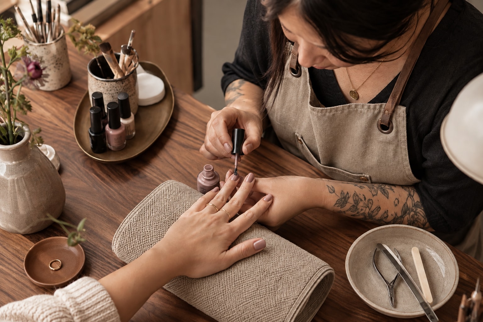 Nail artists at work