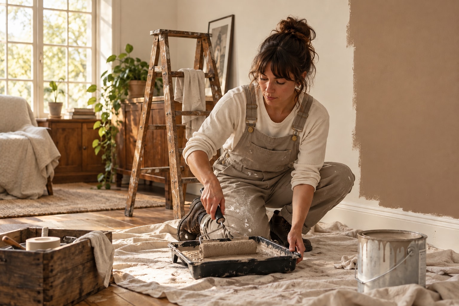 Painters at work, with the tools and setting of their business