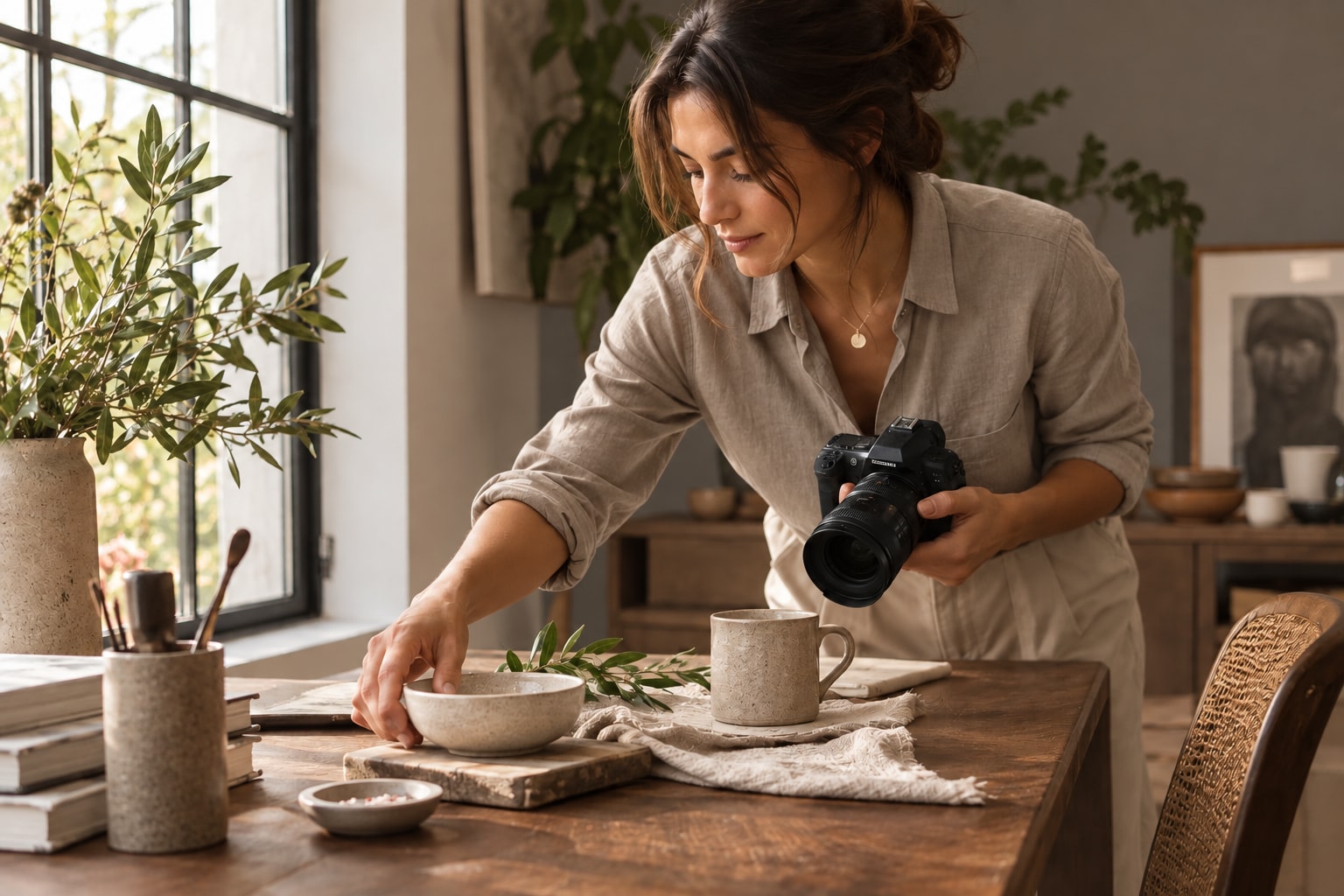 Social media managers at work, with the tools and setting of their business