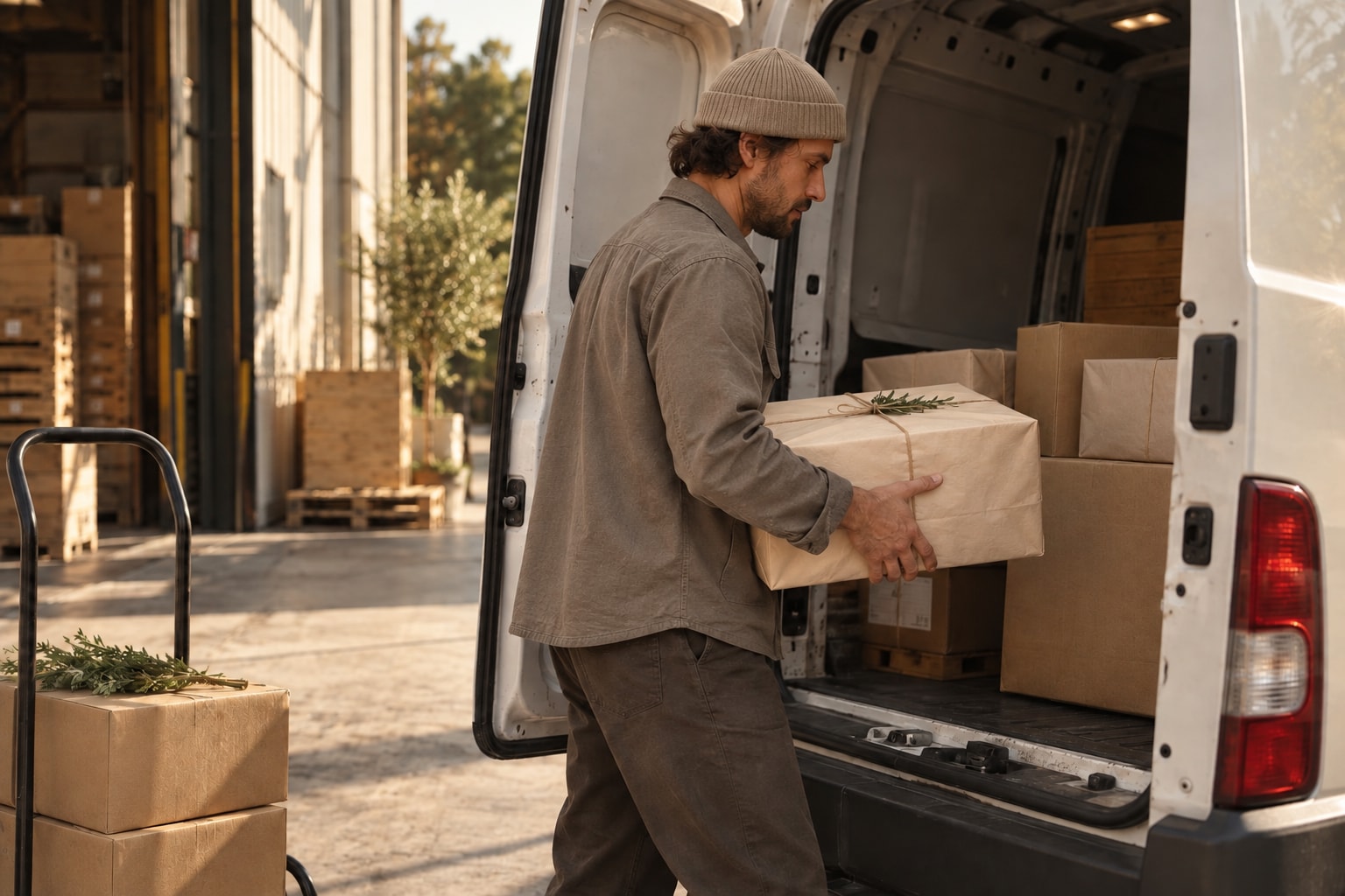 Independent transportation at work, with the tools and setting of their business